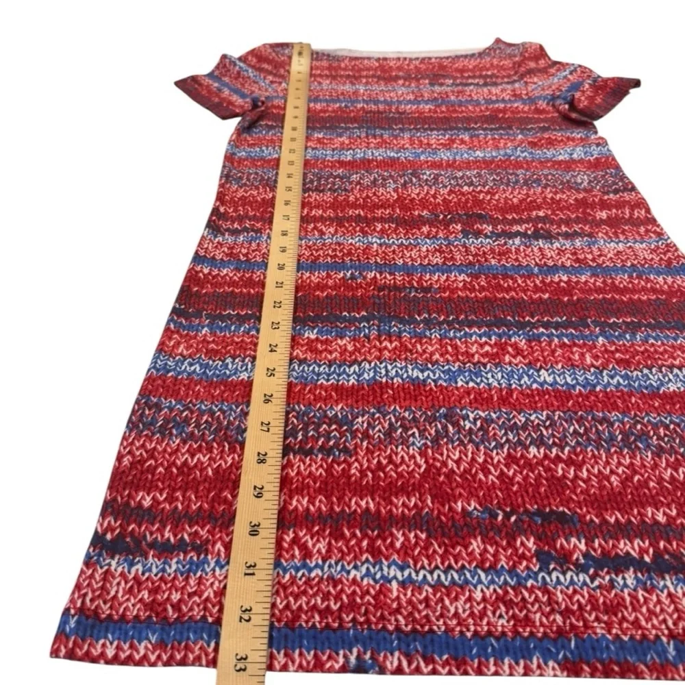 Tory Burch Pima Cotton Red Blue Yarn Print Mini Short Sleeve‎ Dress Size XXS